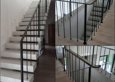 balustrada, klasyczny wzór, przygotowana pod montaż pochwytu drewnianego, piaskowana oraz malowana proszkowo